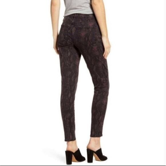 Paige Hoxton Ankle Snakeskin Pattern High Rise Stretch Black Skinny Jean Size 31 - Picture 5 of 12